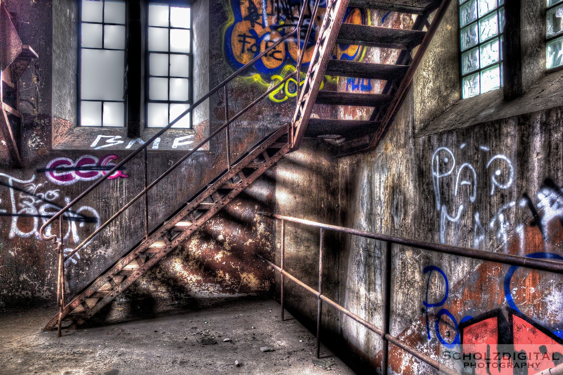 Treppenaufgang in einer verlassenen Schmiede