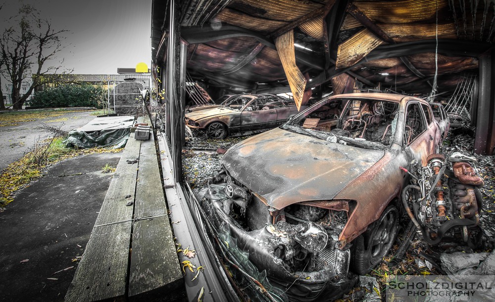 Burned Cars - Lost Place urbex Belgien
