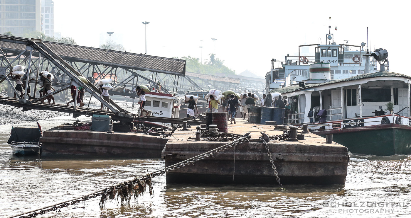 Exploring, Yangon, Travelling, Myanmar, Birma, Burma, Rangun, Hafen, Boote