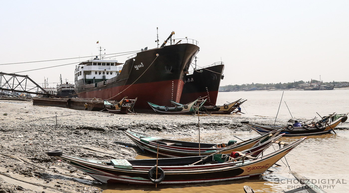 Exploring, Yangon, Travelling, Myanmar, Birma, Burma, Rangun, Hafen, Boote